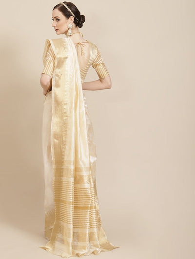 Indyancart RV Women's Assam Silk With Golden Broad Border Saree  ( KVD986 )