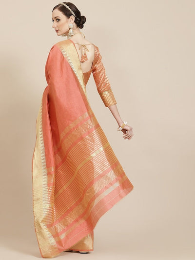 Indyancart RV Women's Assam Silk With Golden Broad Border Saree  ( KVD987 )