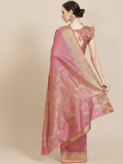 Indyancart RV Women's Assam Silk With Golden Broad Border Saree  ( KVD989 )