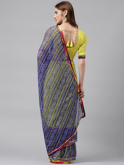 Indyancart RV Women's Bandhni Ruffle With Rich Look Saree ( KVD995 )