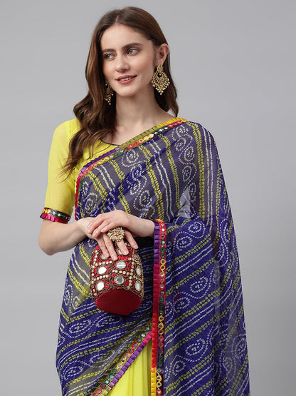 Indyancart RV Women's Bandhni Ruffle With Rich Look Saree ( KVD995 )