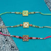 Dhiyona Set Of 3 Multicolor Ad Thread Rakhi With Roli Chawal Chandan Mishri
