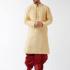 Men's Beige Silk Blend Straight Kurta and Dhoti Set