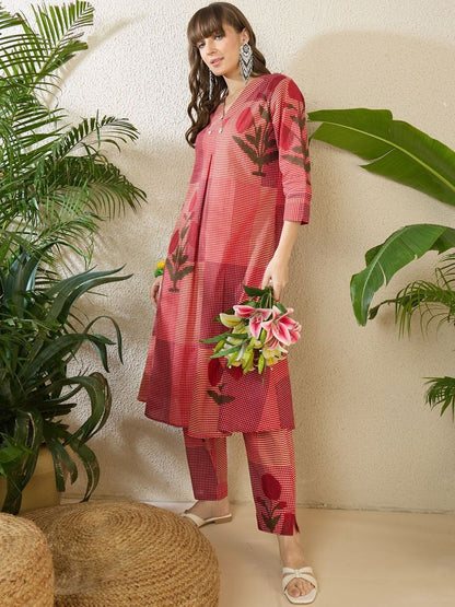 Women Printed Regular Pure Cotton Kurta with Trousers