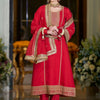Dhiyona IE Women Ethnic Motifs Embroidered A-Line Kurta with Trousers & Dupatta