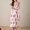 Dhiyona IE Floral Printed V-Neck Empire Pure Cotton A-Line Kurta With Trouser