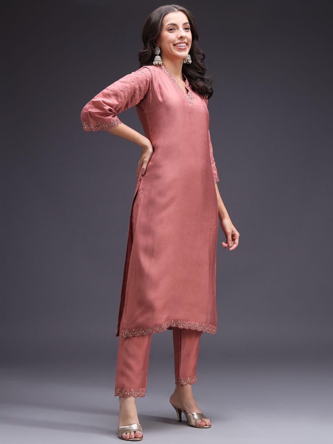 Indyancart SN Women's Ethnic Motifs Yoke Design Kurta with Trousers & Dupatta