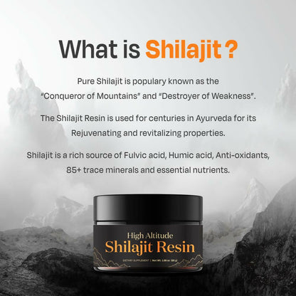 Auric Lab-Certified High-Altitude SJ Resin | 75% Fulvic Acid + Humic Acid | 80+ Trace Minerals with Real Brass Spoon Included