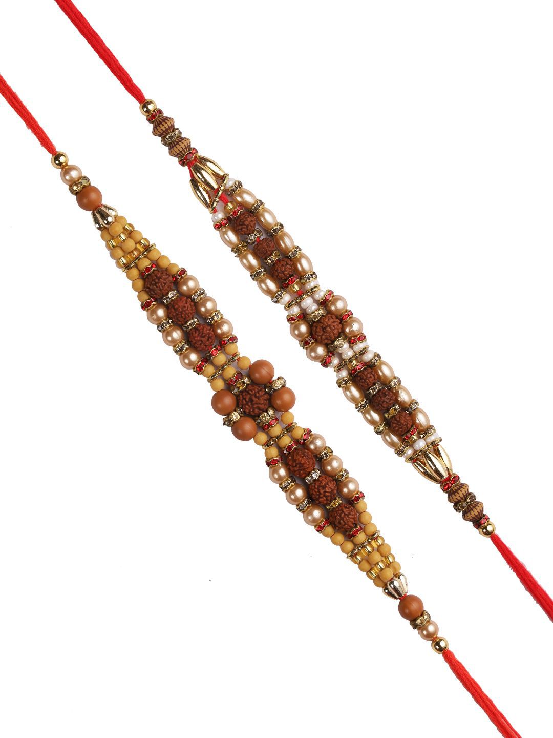 Anouk Set Of 2 Brown Rudaraksh Beaded Rakhis Comes With Roli Rice & Greeting Card
