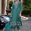 Dhiyona IE Floral Embroidered Thread Work Kurta With Trousers & Dupatta