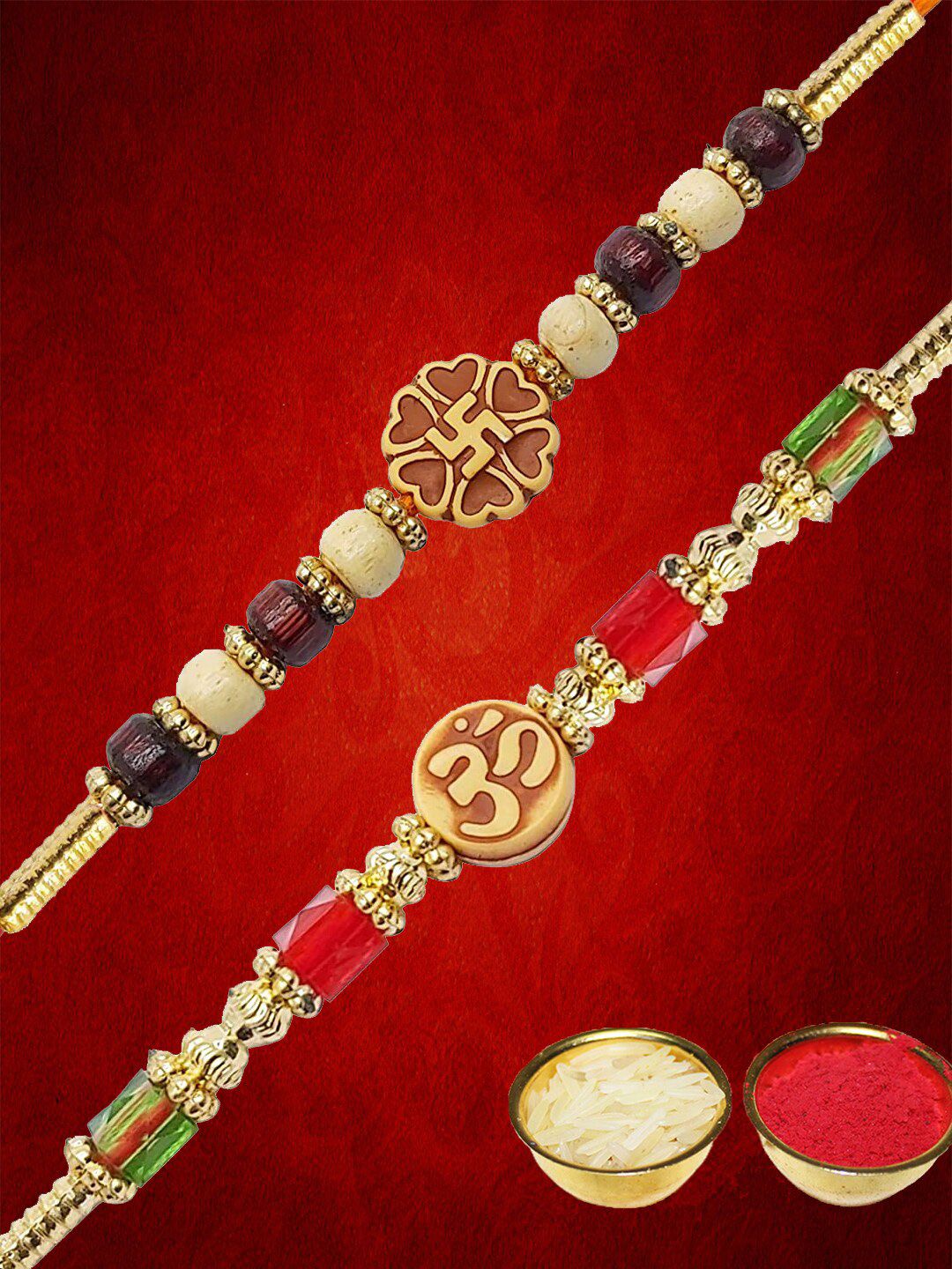 Anouk Unisex Set Of 2 Beaded Thread Rakhi