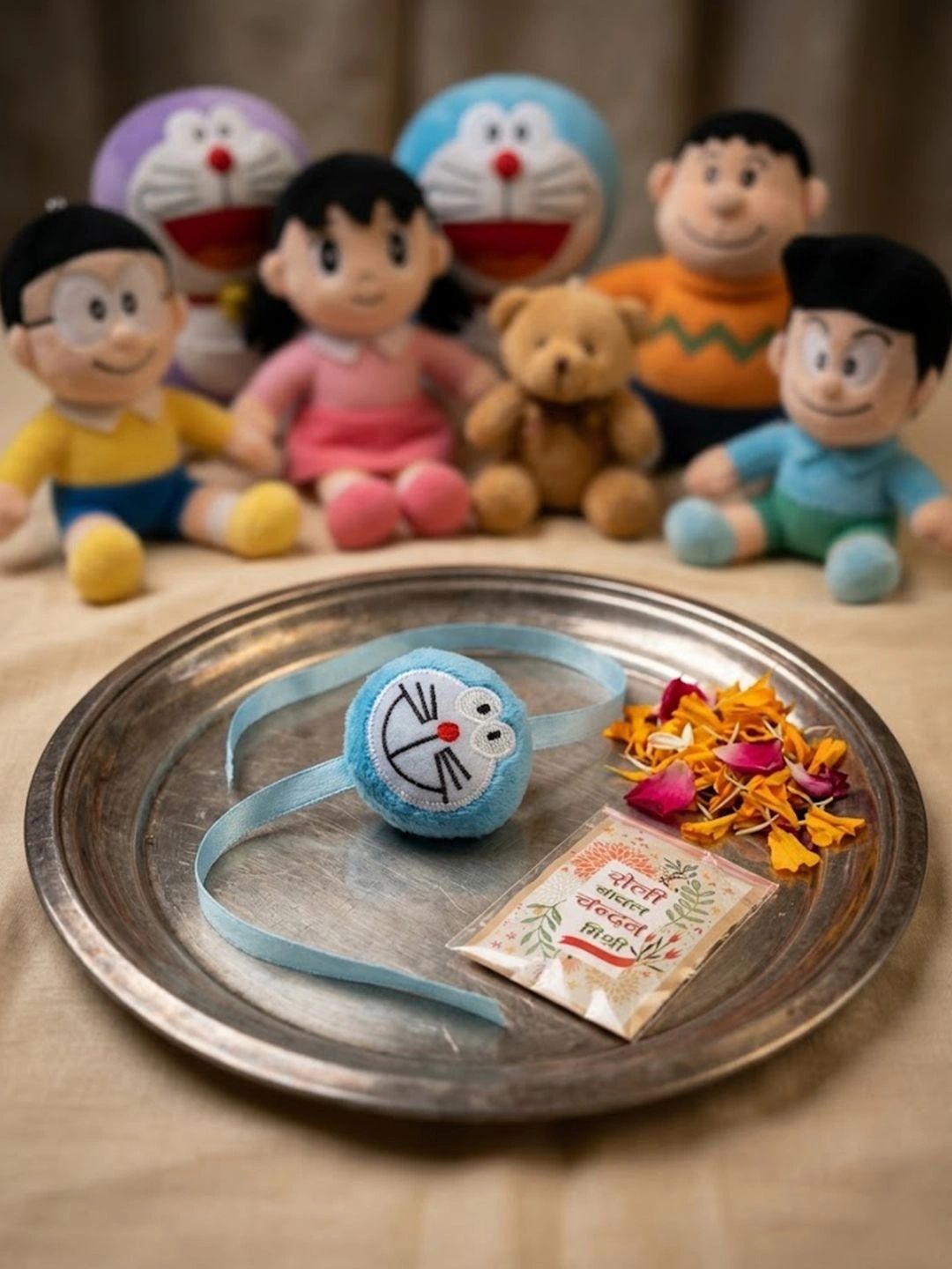 Anouk Kids Doremon Design Thread Rakhi With Roli Chawal Chandan Mishri
