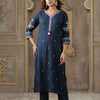 Dhiyona IE Ethnic Motifs Embroidered V-Neck Thread Work Kurta With Trousers