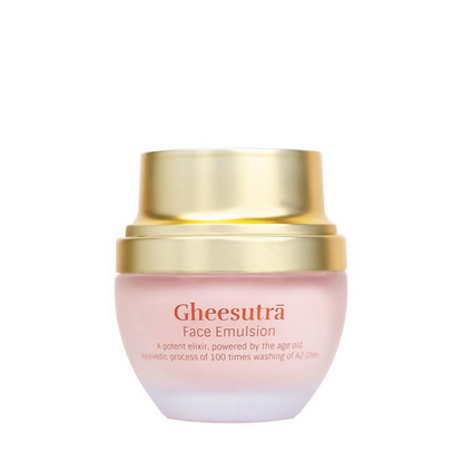 Shankara by Sri Sri Tattva Gheesutra Face Emulsion cream in a sleek jar with a white lid and minimalist packaging.