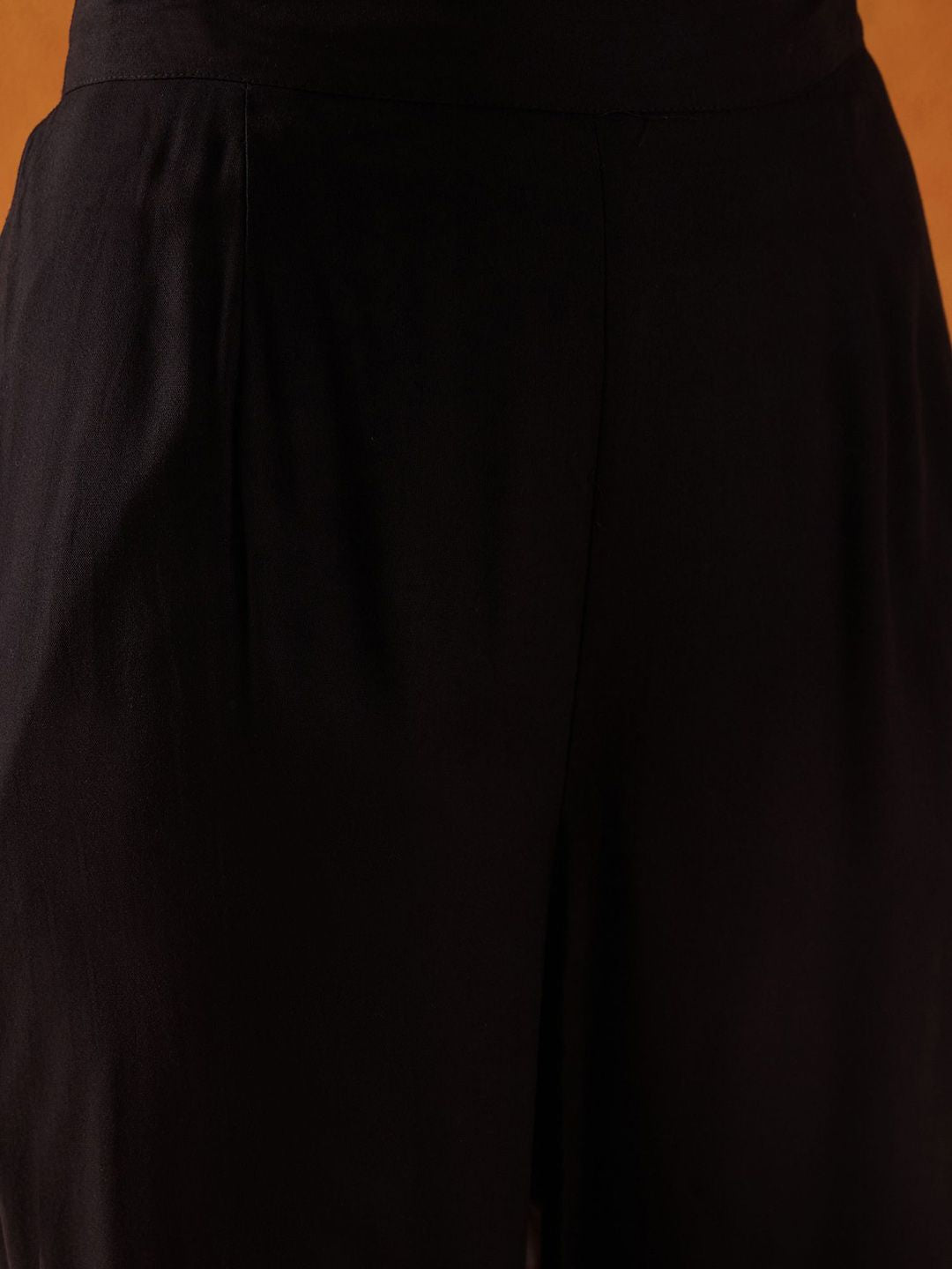 Dhiyona IE Black Floral Embroidered Mirror Work Straight Kurta With Trousers & Dupatta