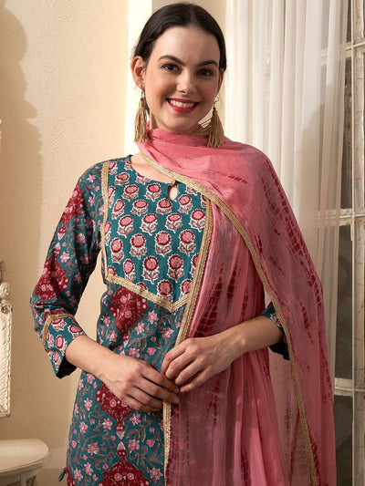 Indyancart SN Women's Printed Pure Cotton Kurta Sets