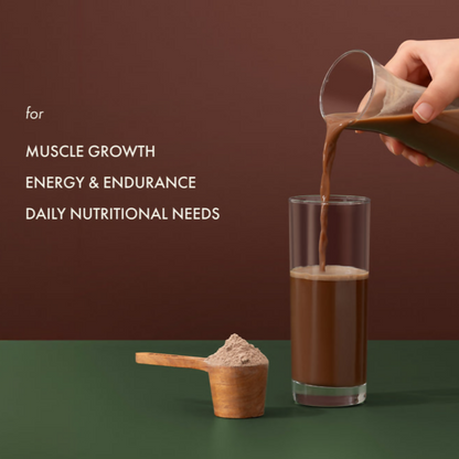 Cosmix No Nonsense Plant Protein Chikmagalur Mocha health drink in a glass with a chocolate-mocha flavor and creamy texture.