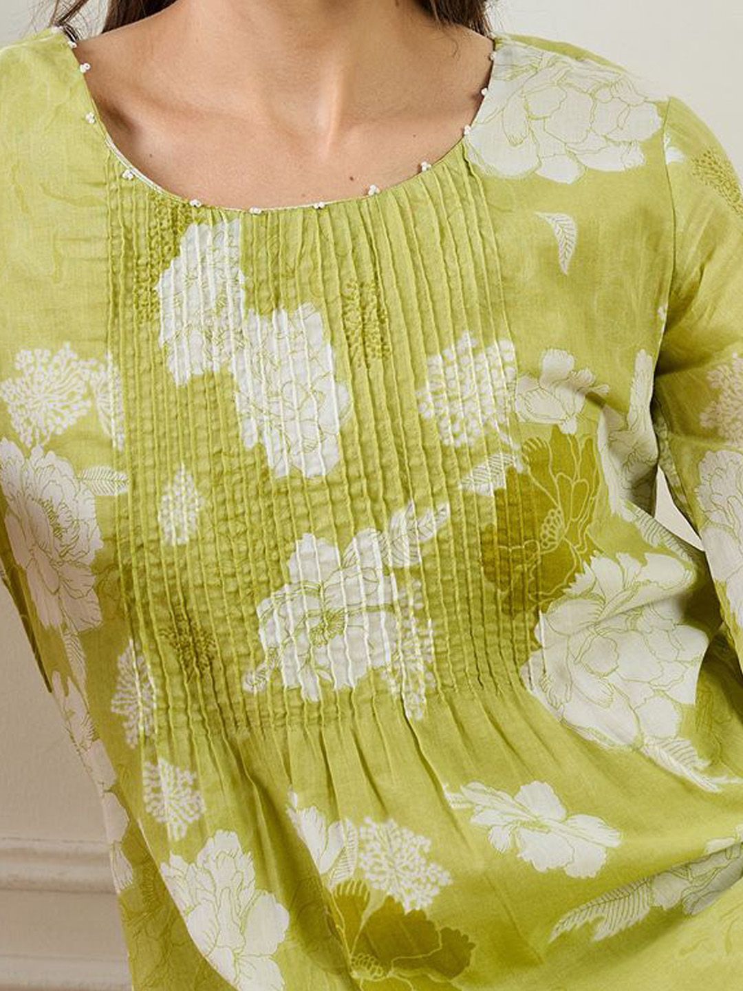 Dhiyona IE Printed Pure Cotton A-Line Tunic With Trousers Co-Ords