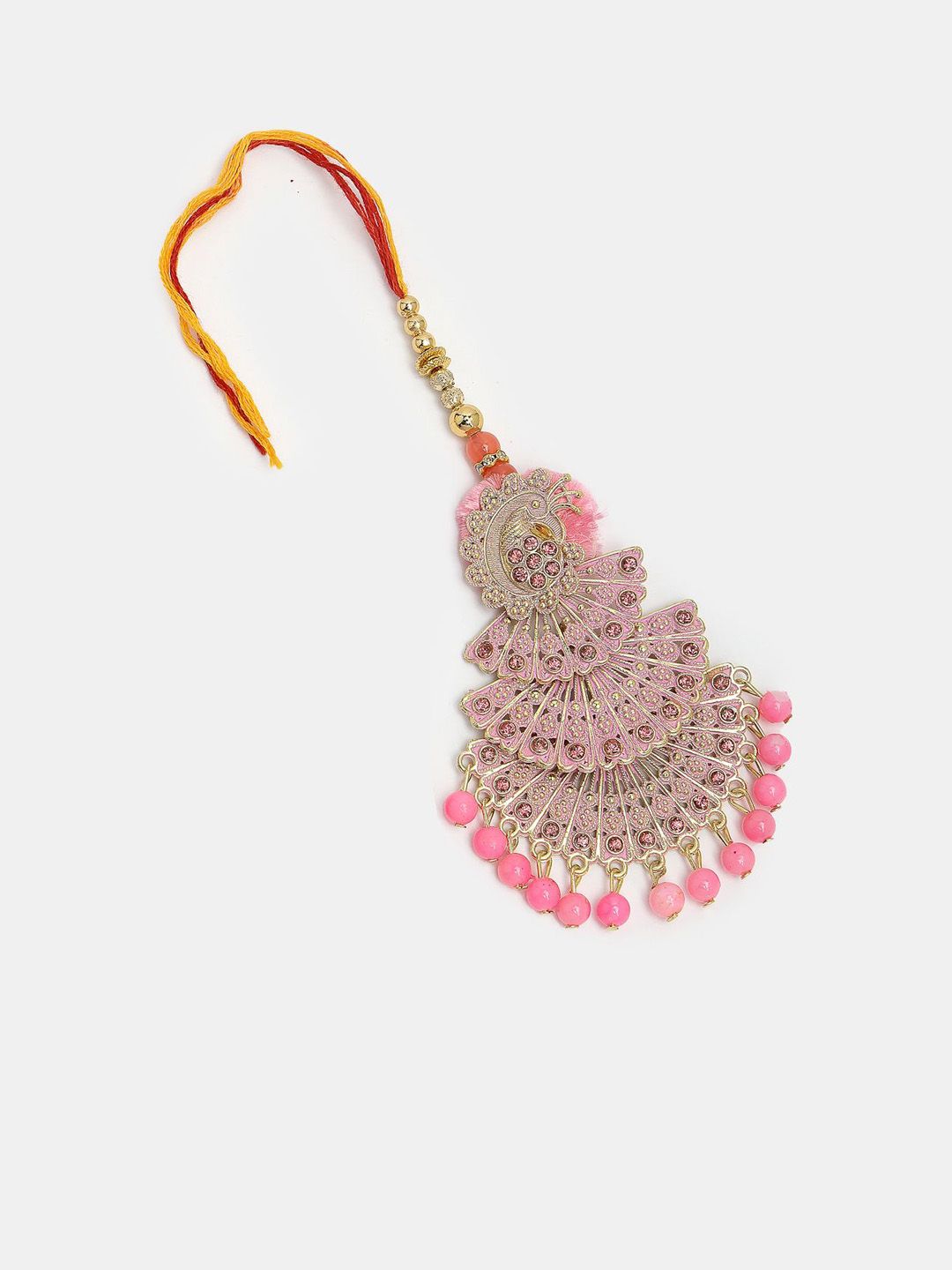 Anouk Unisex Set Of 2 Multicolor Peacock Design Stone & Beaded Bhaiya Bhabhi Rakhi