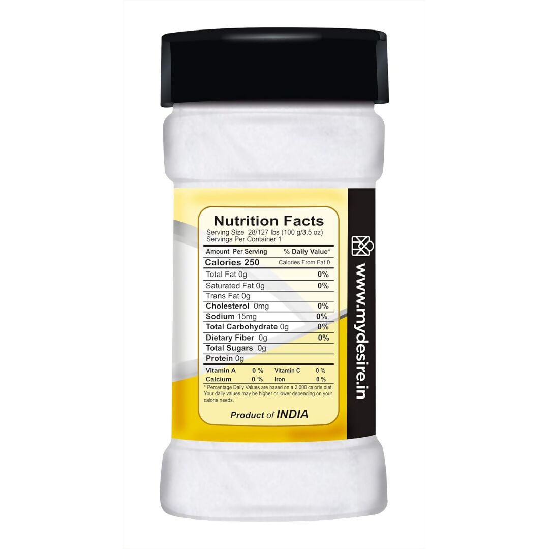 Desire Citric Acid Crystals for baking, showing a clear jar filled with fine, white citric acid crystals, a popular baking supply.