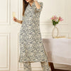 Dhiyona IE Printed Mandarin Collar Three-Quarter Sleeves Top With Trousers