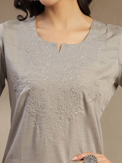 Indyancart SN Women's Embroidered Straight Kurta With Trouser & Dupatta