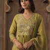 Dhiyona IE Women Ethnic Motifs Embroidered Pleated Mirror Work Kurta Set