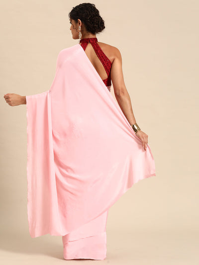 Indyancart GR Women's Sabhya Bubblegum Pink Satin Saree