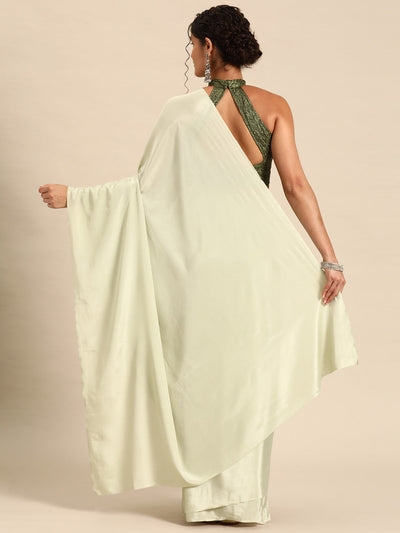 Indyancart GR Women's Sabhya Pista Green Satin Saree