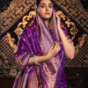 Dhiyona GR Women's Saachi Silk Violet Banarasi Silk Woven Saree