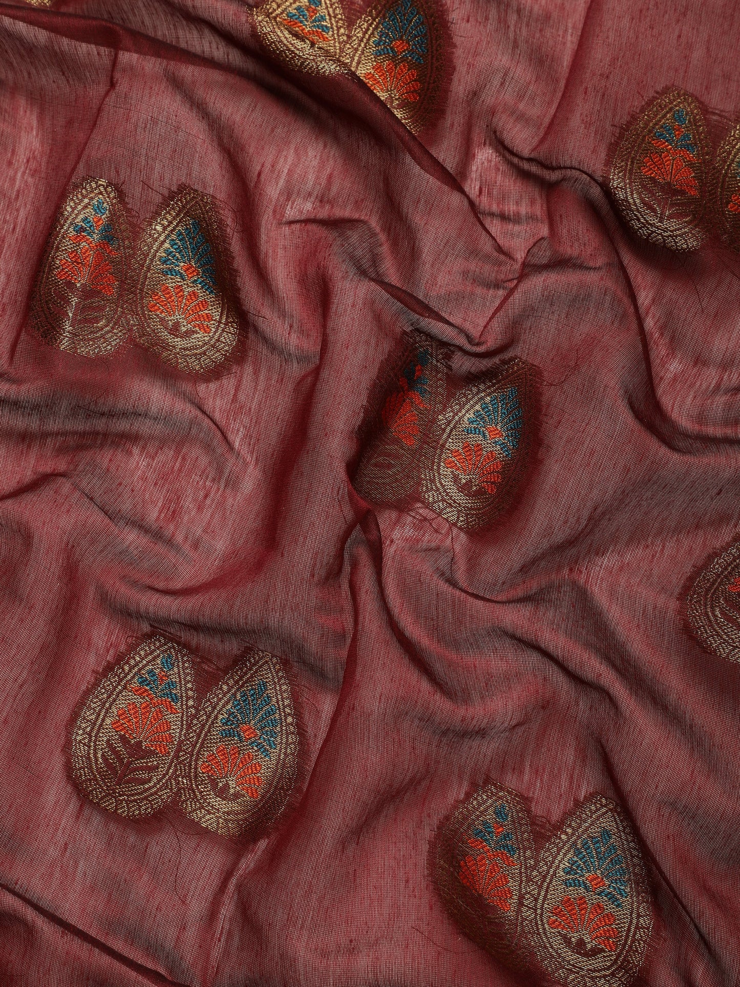 Dhiyona GR Women's Sagarika Vintage Maroon Cotton Blend Saree