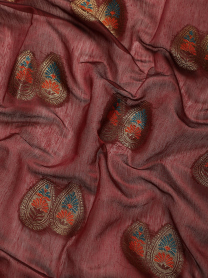 Dhiyona GR Women's Sagarika Vintage Maroon Cotton Blend Saree
