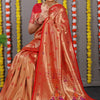 Dhiyona GR Women's Amrut Red Zari Paithani Silk Saree
