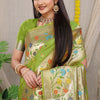 Dhiyona GR Women's Rajkumari Green Zari Paithani Silk Saree