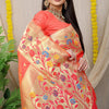 Dhiyona GR Women's Rajkumari Peachy Pink Zari Paithani Silk Saree