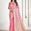 Women's Cotton Pink Woven Design Designer Saree With Blouse Piece