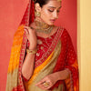 Women's Chiffon Red Embellished Designer Saree With Blouse Piece
