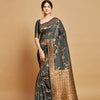 Dhiyona GR Women's Sargam Stone Grey Zari Woven Design Linen Saree