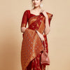 Dhiyona GR Women's Sargam Barn Red Zari Woven Design Linen Saree