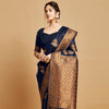 Dhiyona GR Women's Sargam Berry Blue Zari Woven Design Linen Saree