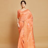 Dhiyona GR Women's Sargam Orange Marmalade Zari Woven Design Linen Saree
