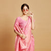 Dhiyona GR Women's Sargam Tickle Me Pink Zari Woven Design Linen Saree