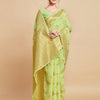 Dhiyona GR Women's Sargam Royal Lime Green Zari Woven Design Linen Saree