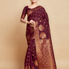 Dhiyona GR Women's Sargam Burnt Burgundy Zari Woven Design Linen Saree