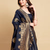 Dhiyona GR Women's Satrangi Admiral Blue Zari Woven Design Linen Saree