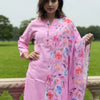 Dhiyona IE Women's Floral Printed Mandarin Collar Kurta With Trousers & Dupatta