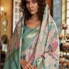 Dhiyona GR Women's Sea Green & Grey Banarasi Digital Soft Silk Saree