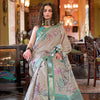 Dhiyona GR Women's Deep Sea Green & Grey Banarasi Digital Soft Silk Saree