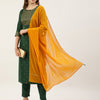 Women's Green Poly Crepe Straight Kurta with Pant and Dupatta