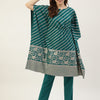 Women's Teal Blue Poly Crepe Kaftan Kurta with Pant